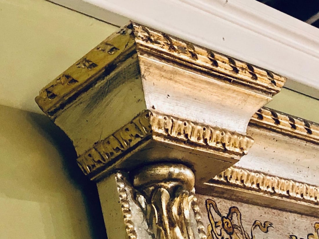 Italian Console Mirror Having Silver Leaf Eglomise Design by LaBarge - 7