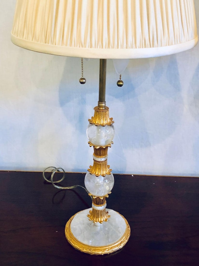 Pair of Gilt Metal and Rock Crystal Baguès Style Table Lamps - 8