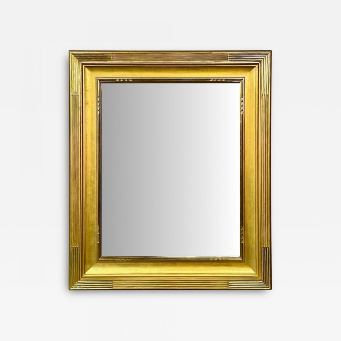 Hollywood Regency, Rectangular Mirror, Carved Giltwood, Water Gilt, 21st C. - 2
