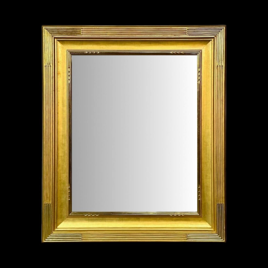 Hollywood Regency, Rectangular Mirror, Carved Giltwood, Water Gilt, 21st C. - 4