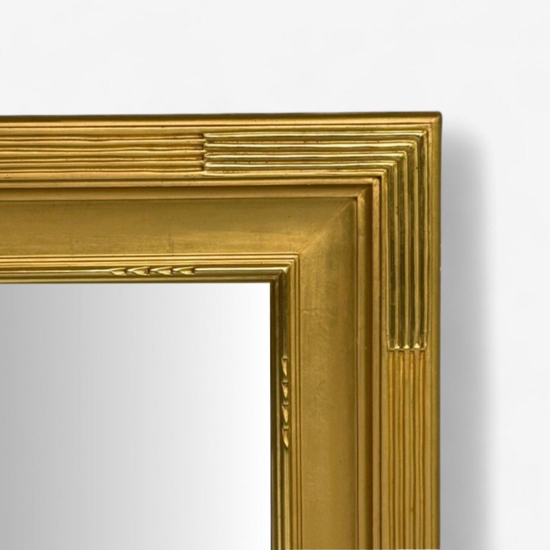 Hollywood Regency, Rectangular Mirror, Carved Giltwood, Water Gilt, 21st C. - 5