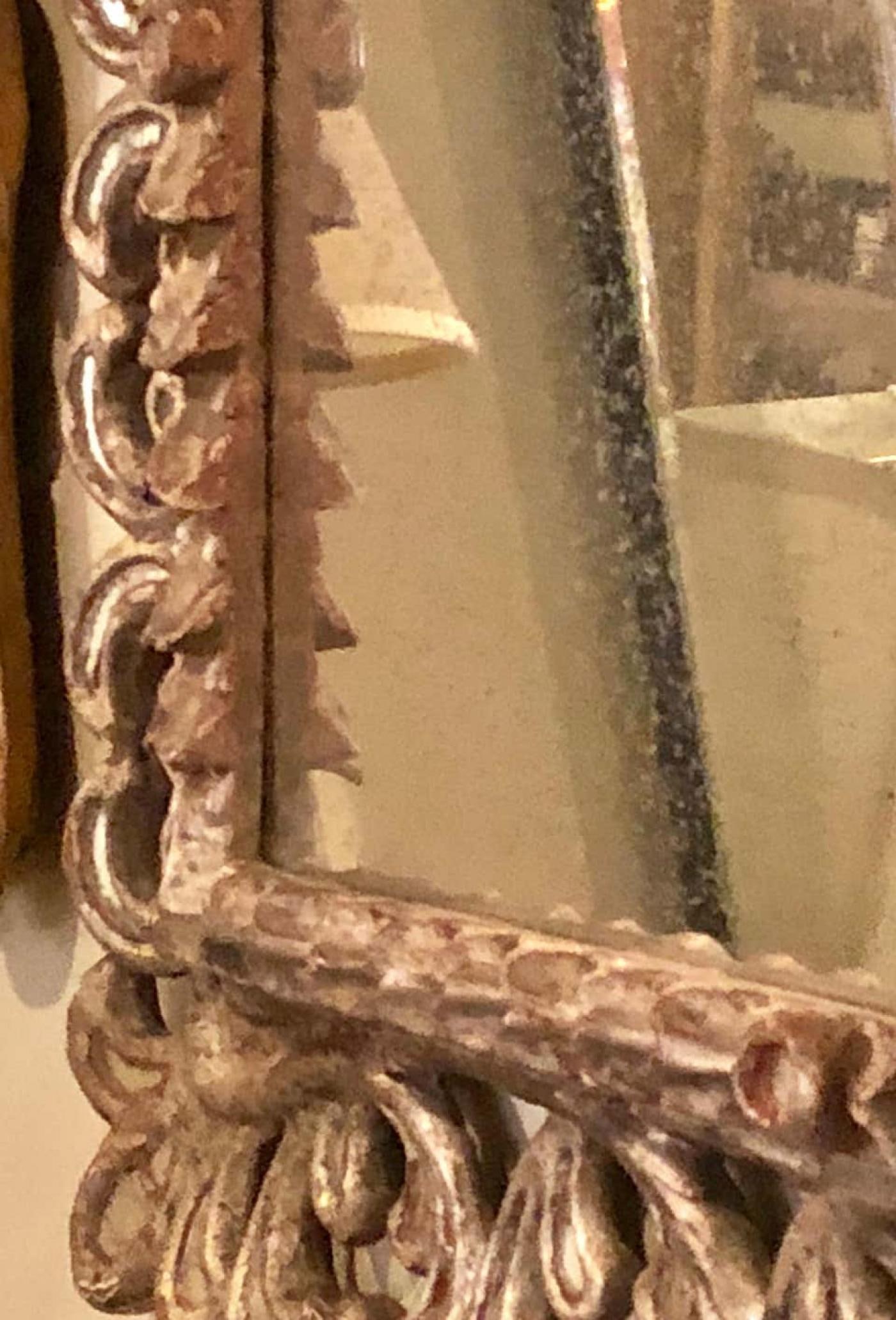 Hollywood Regency French Silvered Leaf Wall or Console Mirror - 10