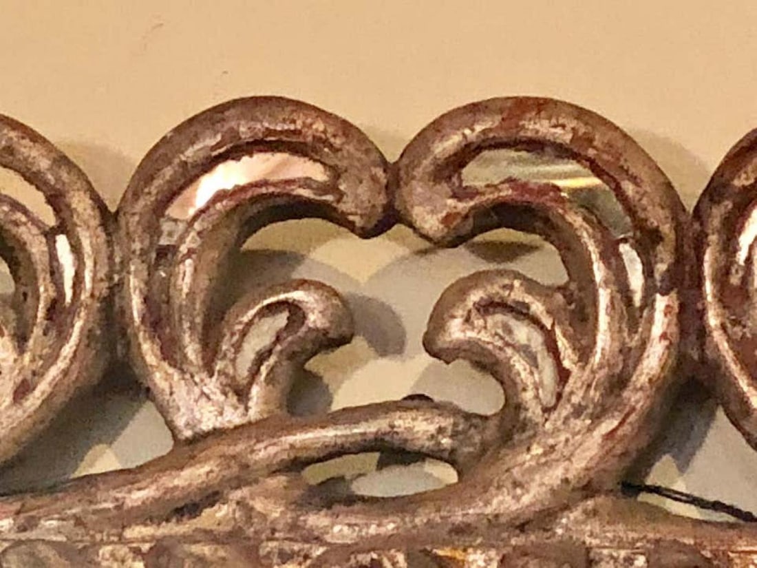 Hollywood Regency French Silvered Leaf Wall or Console Mirror - 3