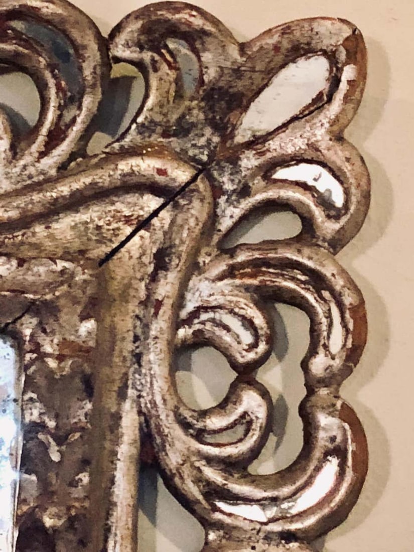 Hollywood Regency French Silvered Leaf Wall or Console Mirror - 4