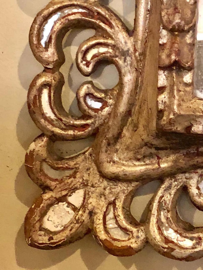 Hollywood Regency French Silvered Leaf Wall or Console Mirror - 5