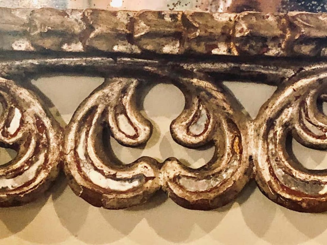 Hollywood Regency French Silvered Leaf Wall or Console Mirror - 7