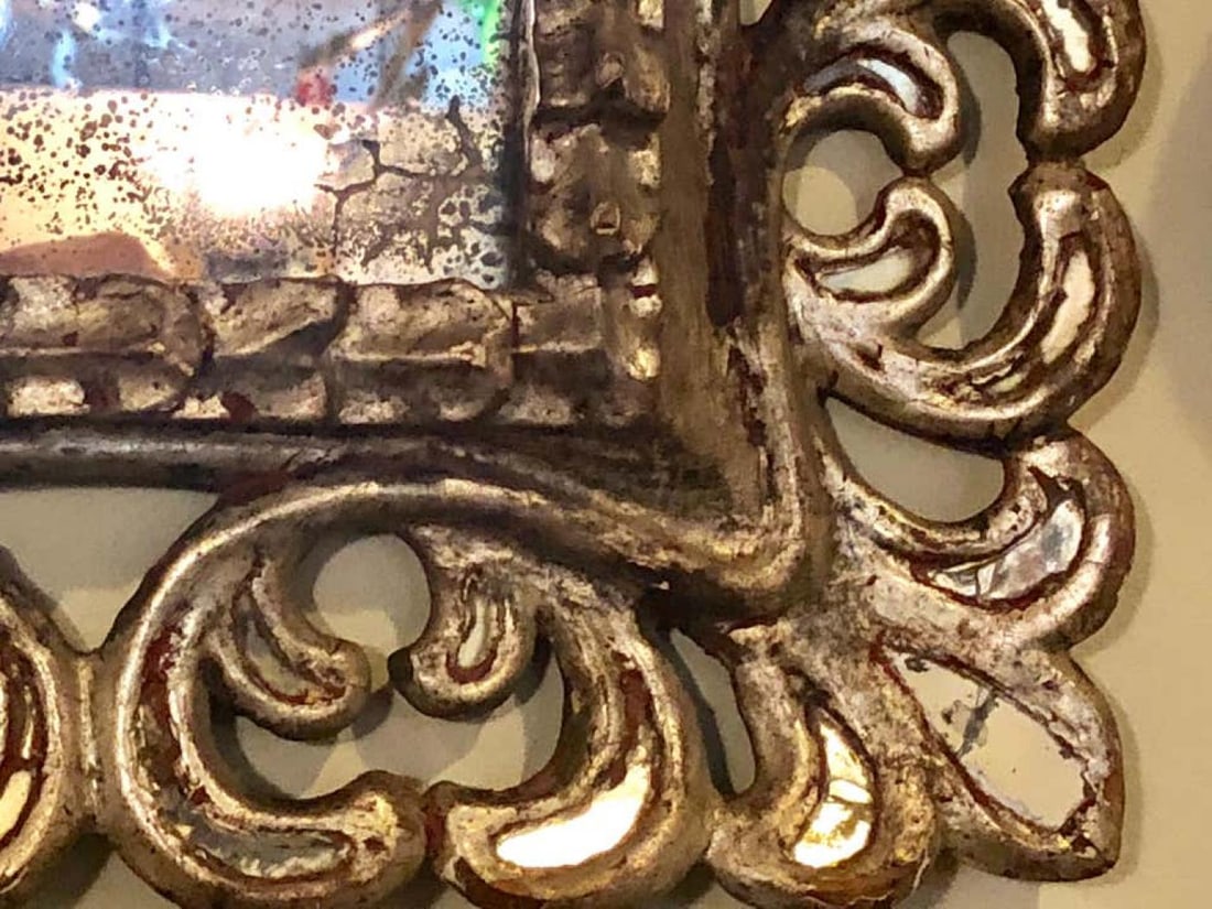 Hollywood Regency French Silvered Leaf Wall or Console Mirror - 8