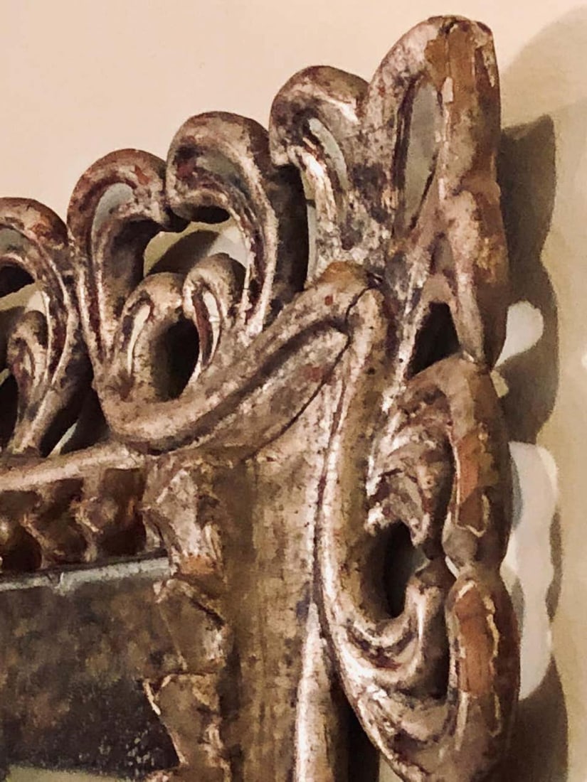 Hollywood Regency French Silvered Leaf Wall or Console Mirror - 9