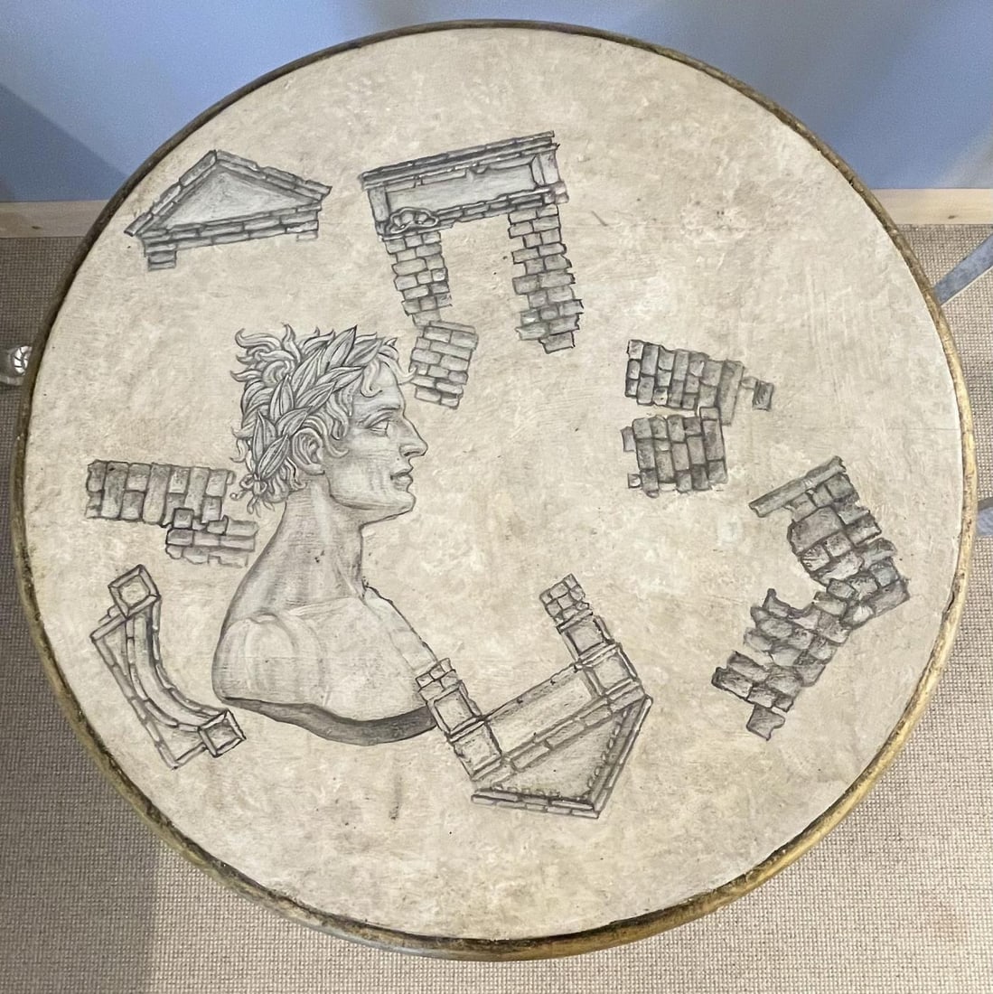 Gustavian Pair of End, Side Tables, Swedish Paint Decorated, Fornasetti Style - 8