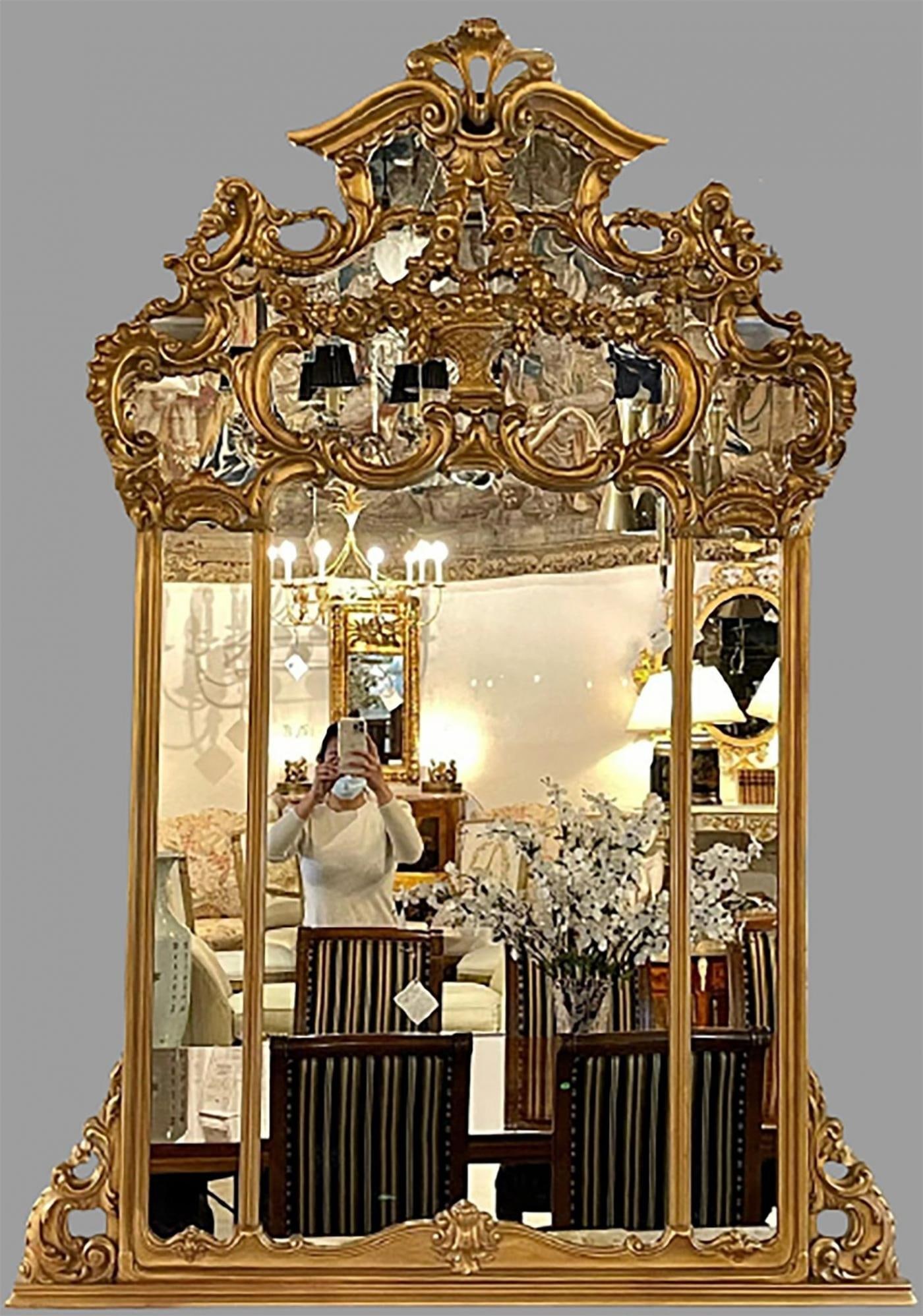 Giltwood over the Mantel Mirror, Wall or Console Mirror - 3