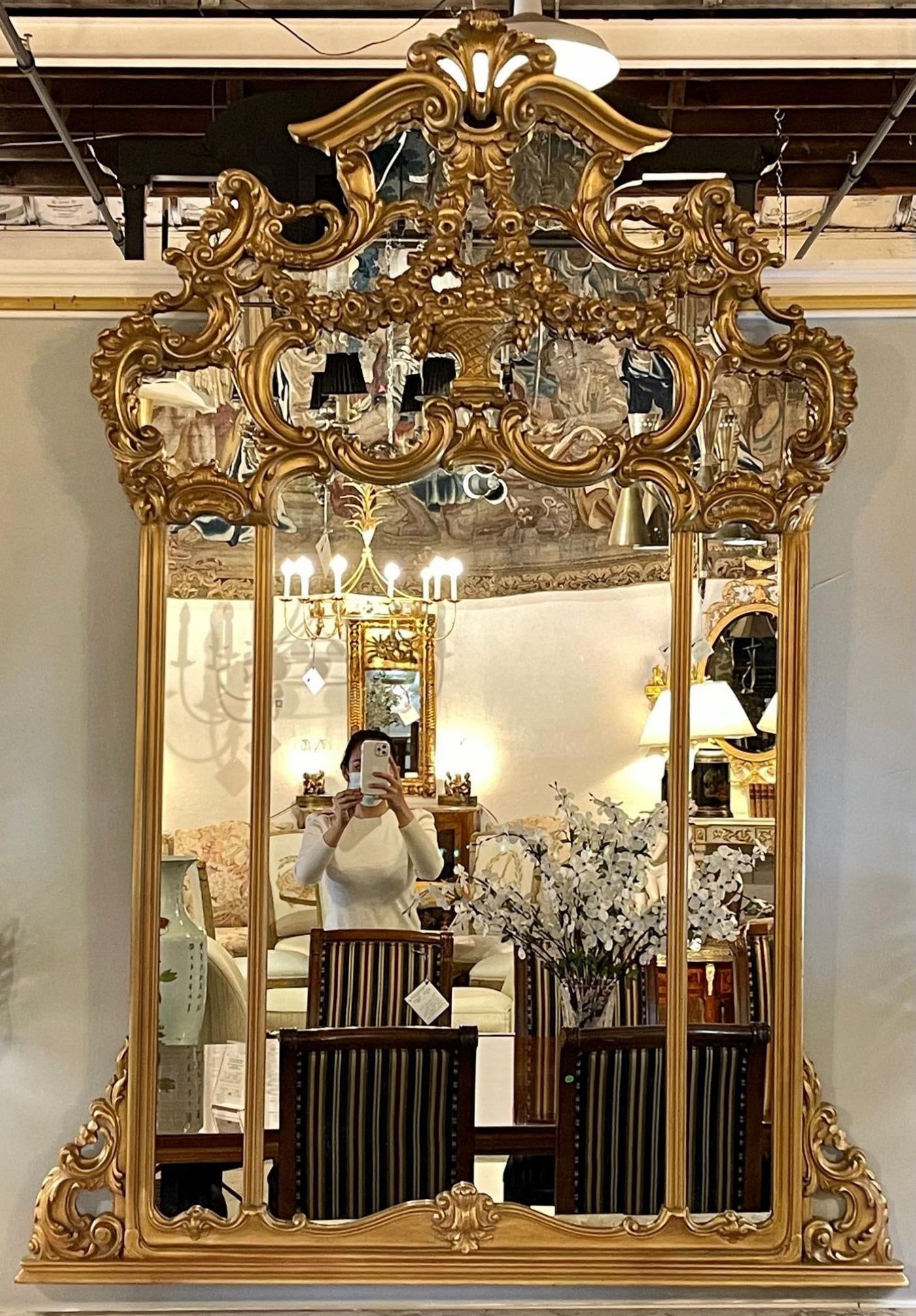 Giltwood over the Mantel Mirror, Wall or Console Mirror - 6