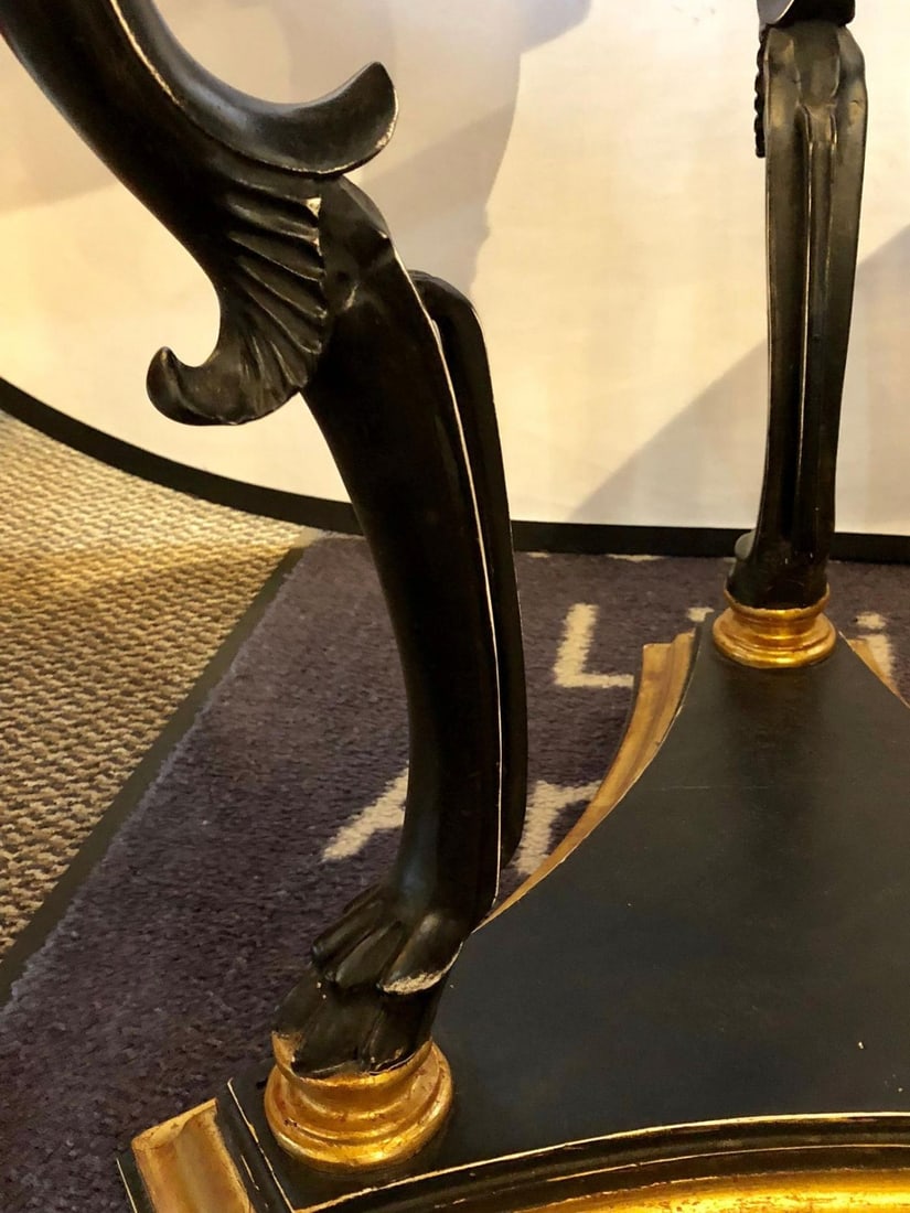 Ebony and Gilt Marble Top Octagonal Shaped Centre or End Table or Pedestal - 10