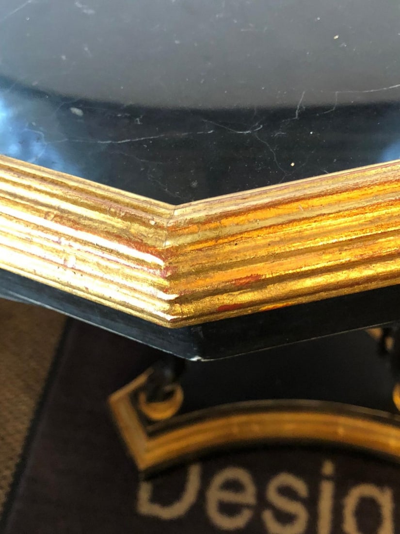 Ebony and Gilt Marble Top Octagonal Shaped Centre or End Table or Pedestal - 5