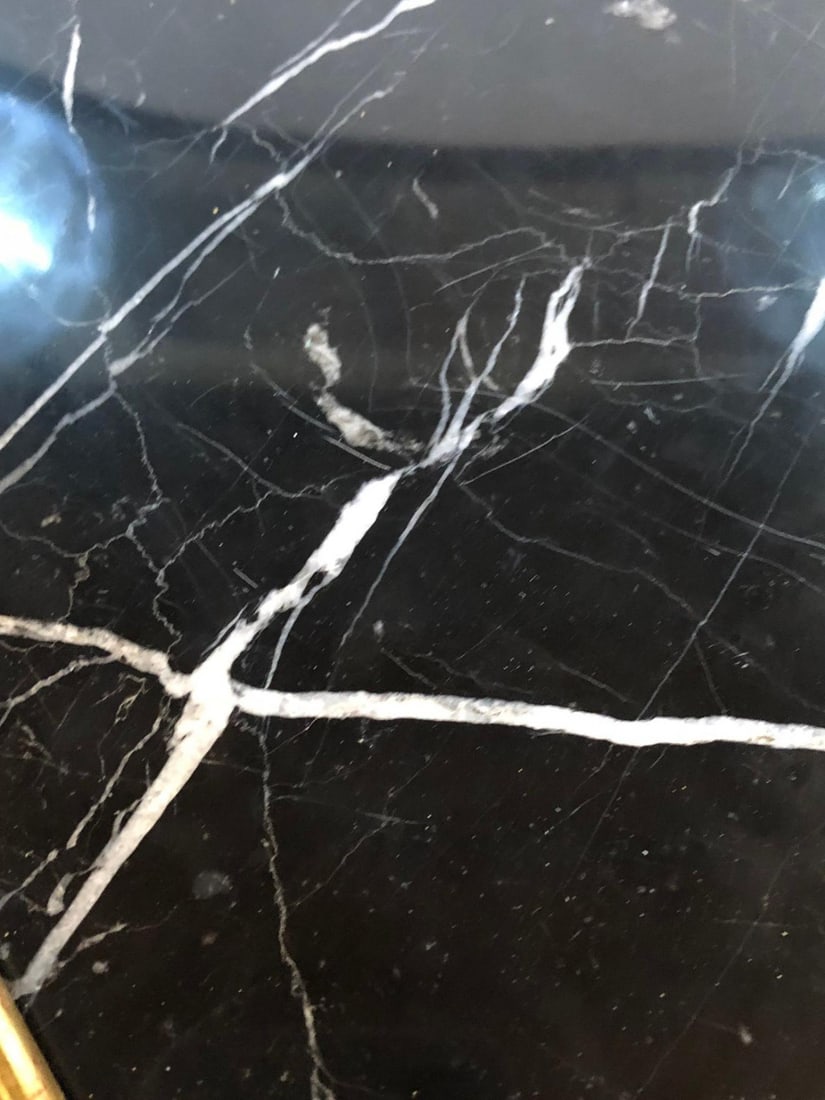 Ebony and Gilt Marble Top Octagonal Shaped Centre or End Table or Pedestal - 6