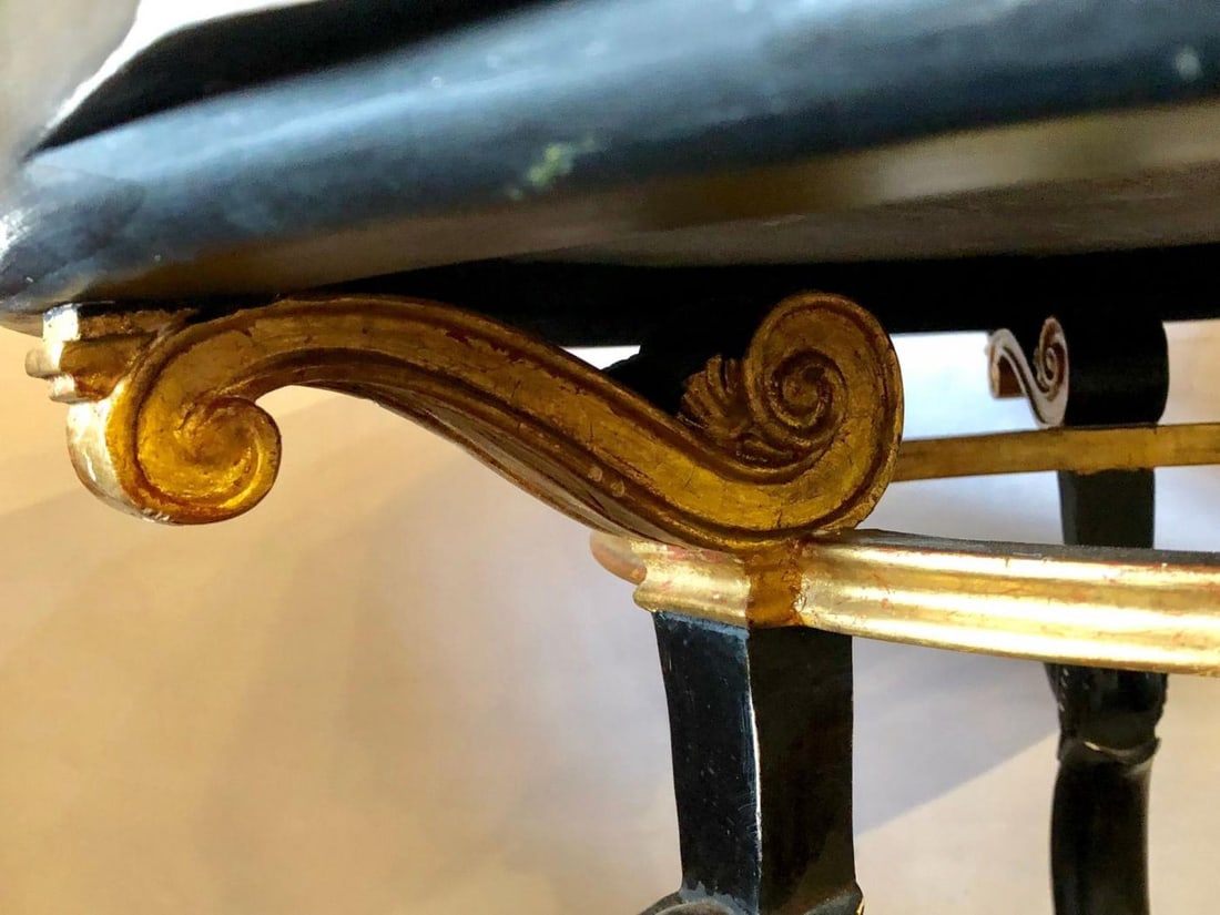 Ebony and Gilt Marble Top Octagonal Shaped Centre or End Table or Pedestal - 7