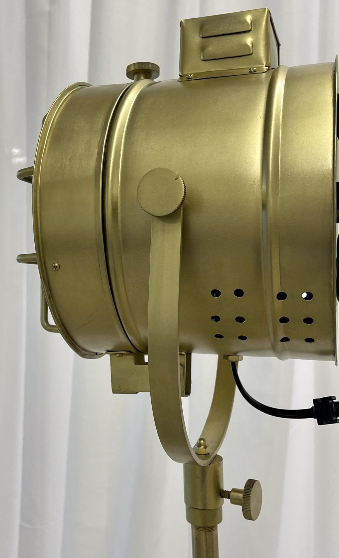 Pair of Industrial Style Search Lights, Mahogany Tri-Pod Base - 12