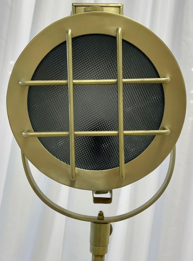 Pair of Industrial Style Search Lights, Mahogany Tri-Pod Base - 6