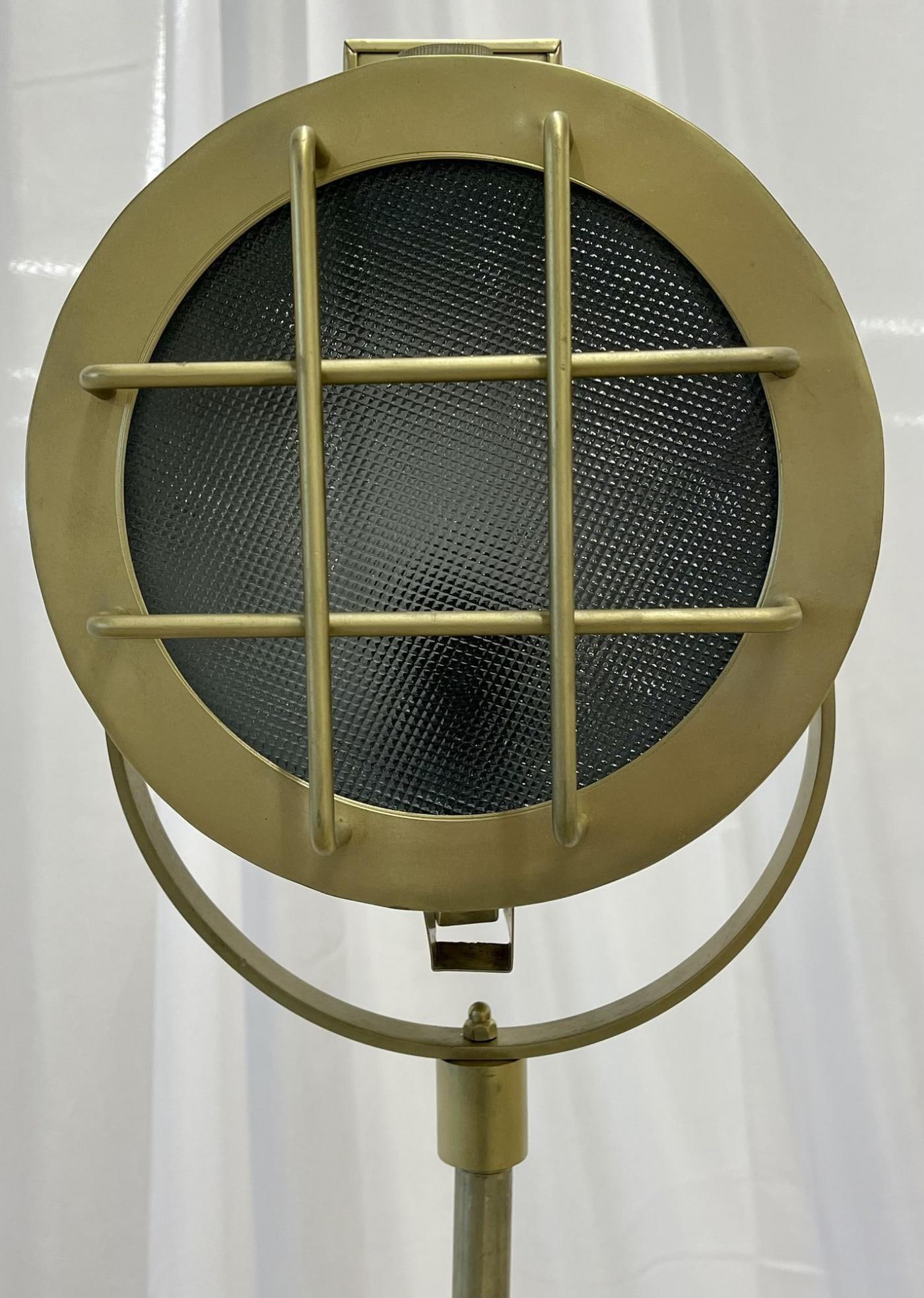 Pair of Industrial Style Search Lights, Mahogany Tri-Pod Base - 7