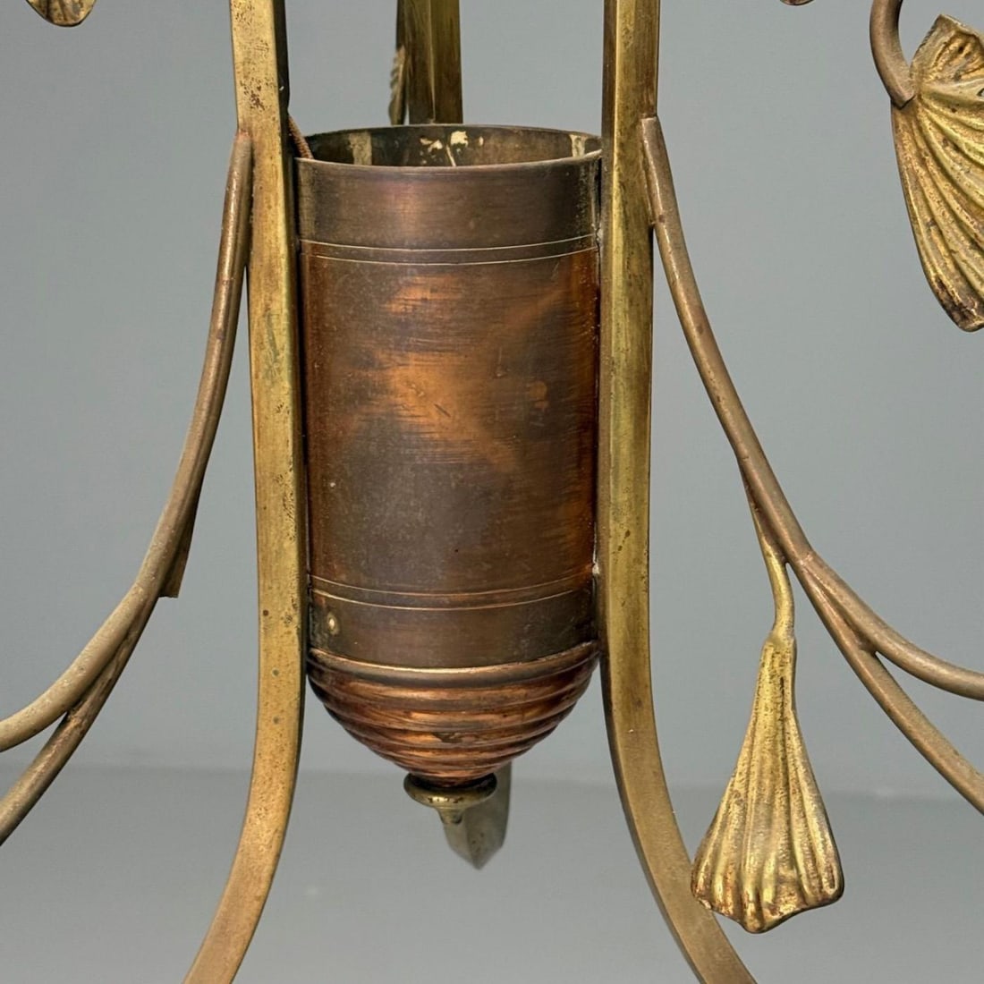 Italian Mid-Century Modern, Floral Chandelier, Brass, Copper, Italy, 1920s - 10