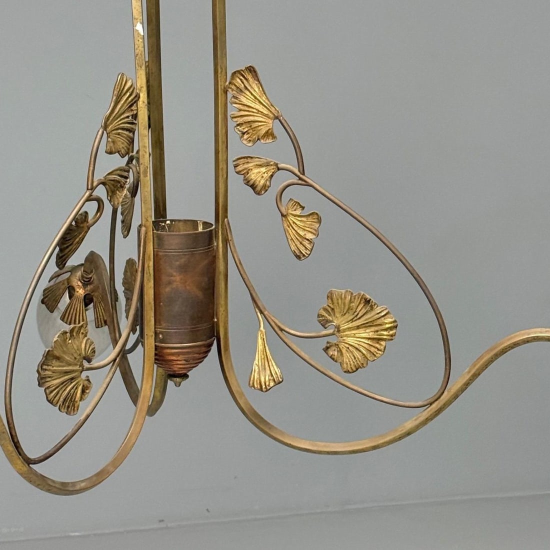 Italian Mid-Century Modern, Floral Chandelier, Brass, Copper, Italy, 1920s - 8