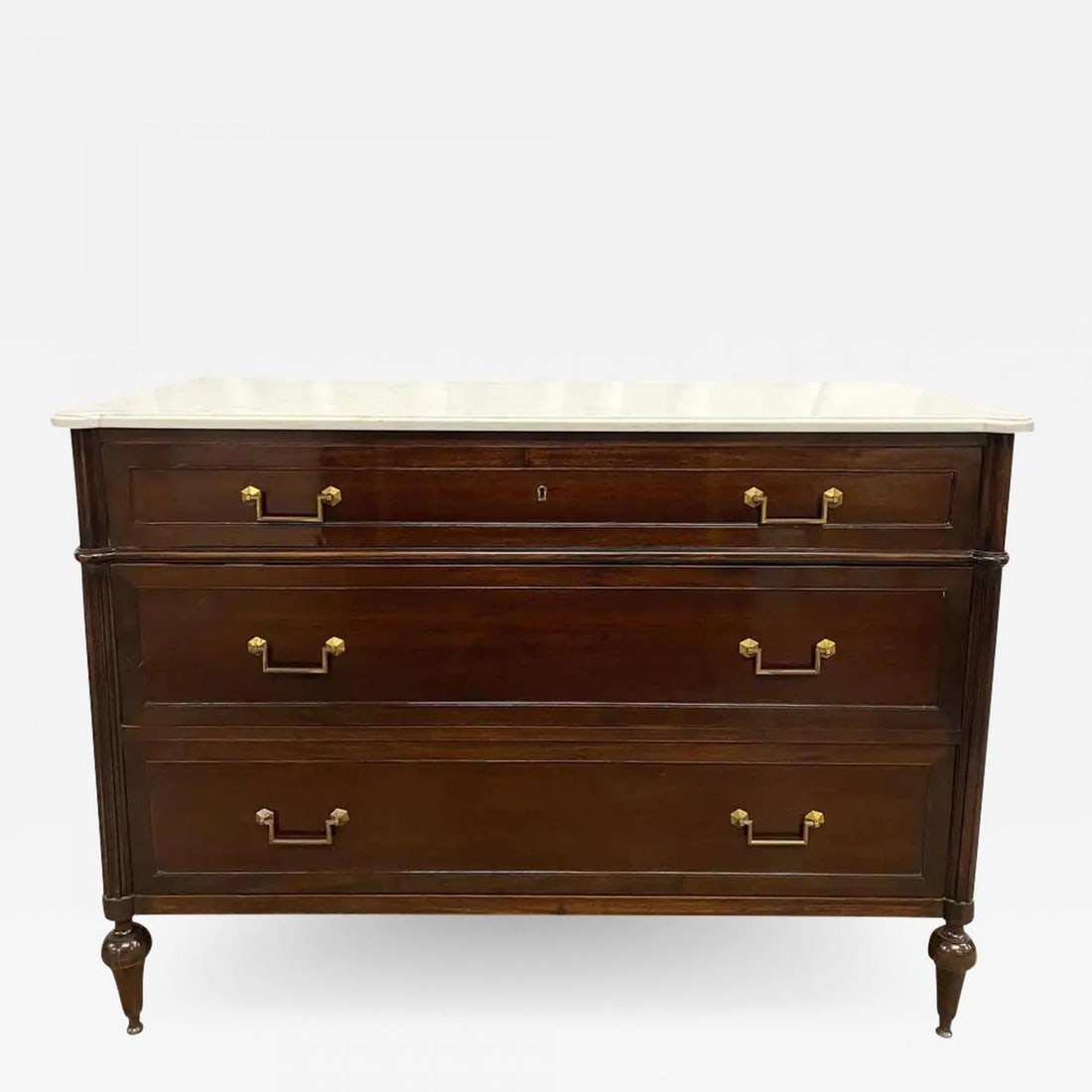 Maison Jansen Stamped Louis XVI Style Mahogany Marble-Top Commode (1 of 13)