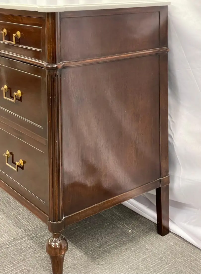 Maison Jansen Stamped Louis XVI Style Mahogany Marble-Top Commode - 9