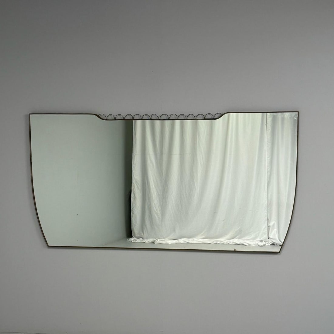 Gio Ponti Attr, Italian Mid-Century Modern, Monumental Wall Mirror, Brass, 1950s - 3