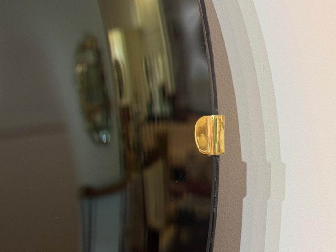 Contemporary, Concave Glass, Brass, Black Modern Space Age Wall Mirror - 10