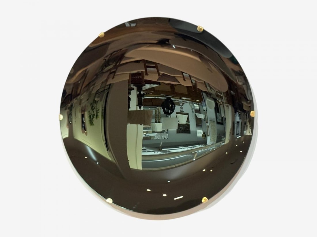 Contemporary, Concave Glass, Brass, Black Modern Space Age Wall Mirror (1 of 12)