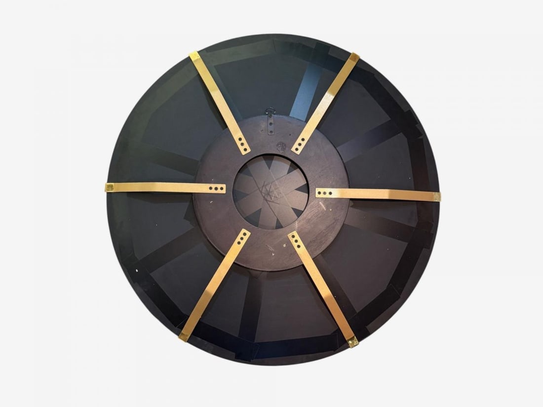 Contemporary, Concave Glass, Brass, Black Modern Space Age Wall Mirror - 6