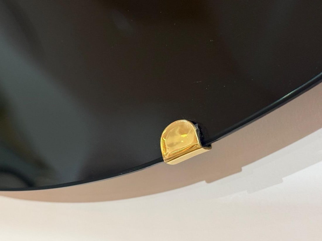 Contemporary, Concave Glass, Brass, Black Modern Space Age Wall Mirror - 9