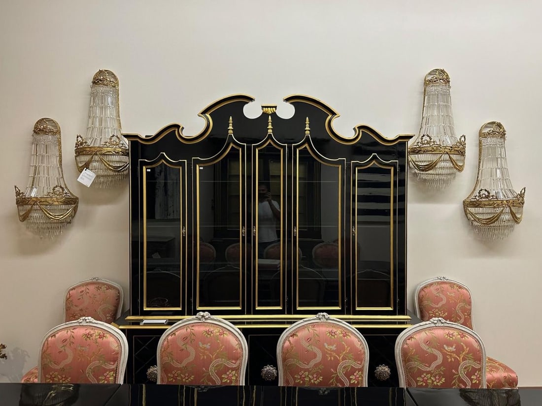 Louis XVI Style, Wall Sconces, Basket Form, Gilt Bronze, Crystal, France, 1940s - 3