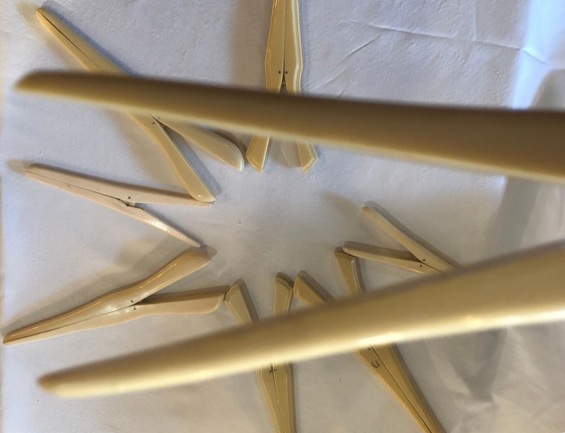 Early Antique Collection of Eight Bone Glove Stretchers Made in France - 3