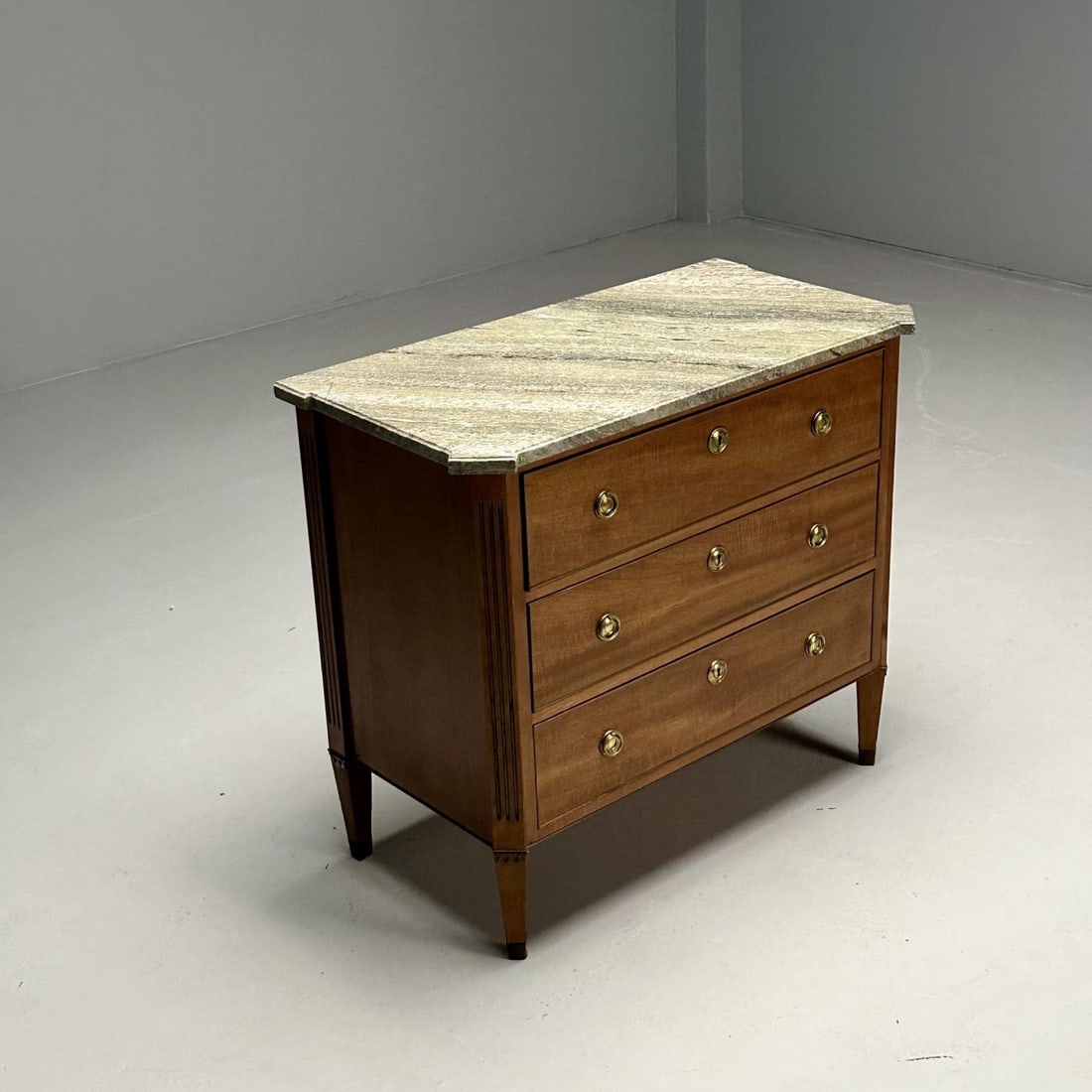 Gustavian, Louis XVI Style, Commode, Mahogany, Marble, Brass, Sweden, 1980s - 4