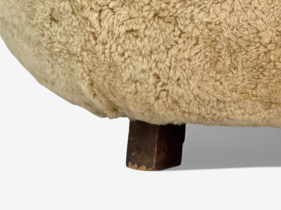 Danish Modern, Beech, Honey Sheepskin, Banana Style Tub Chair, Denmark, 1930s - 11