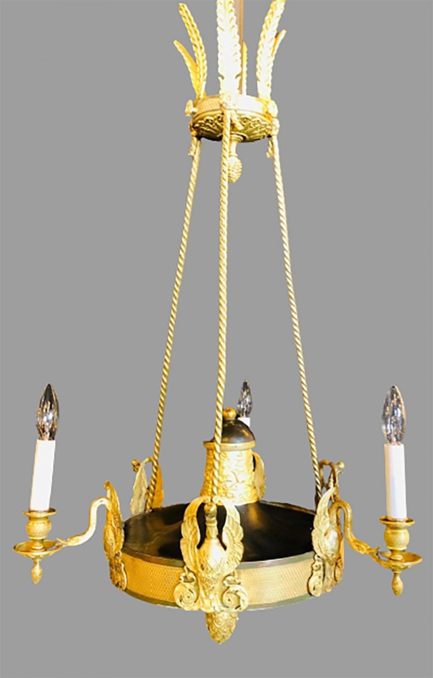 19th Century Empire Chandelier with Full Figure Swan Arms - 3