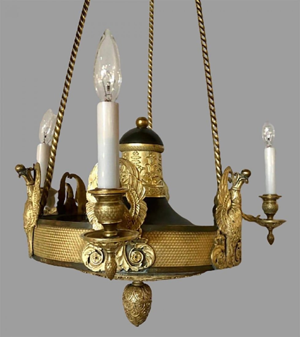 19th Century Empire Chandelier with Full Figure Swan Arms - 4