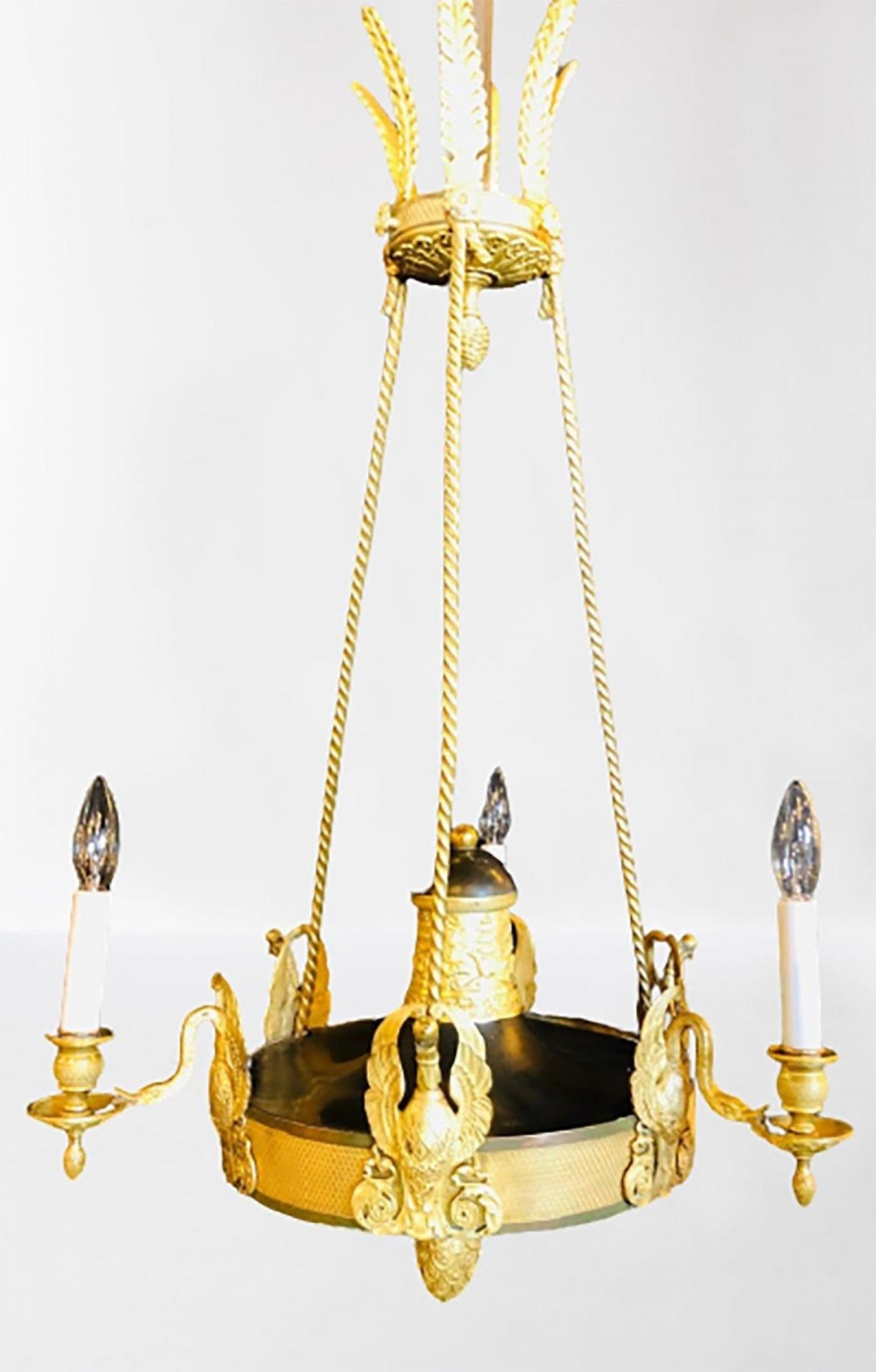 19th Century Empire Chandelier with Full Figure Swan Arms - 5