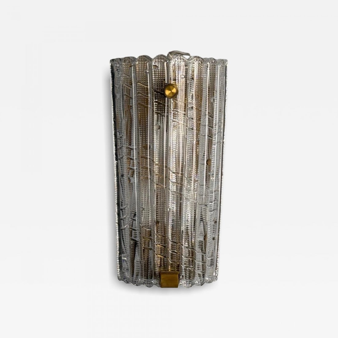 Carl Fagerlund, Textured Glass, Brass, Large Wall Sconce, Sweden, 1940s - 2