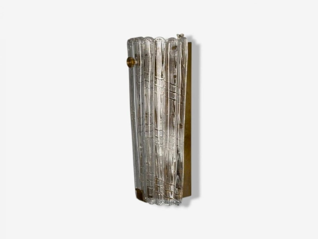 Carl Fagerlund, Textured Glass, Brass, Large Wall Sconce, Sweden, 1940s - 5