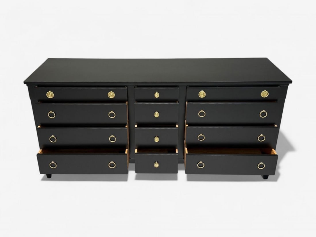 Charak, Hollywood Regency Style, Dresser, Black Painted Wood, Brass, USA, 1962 - 12