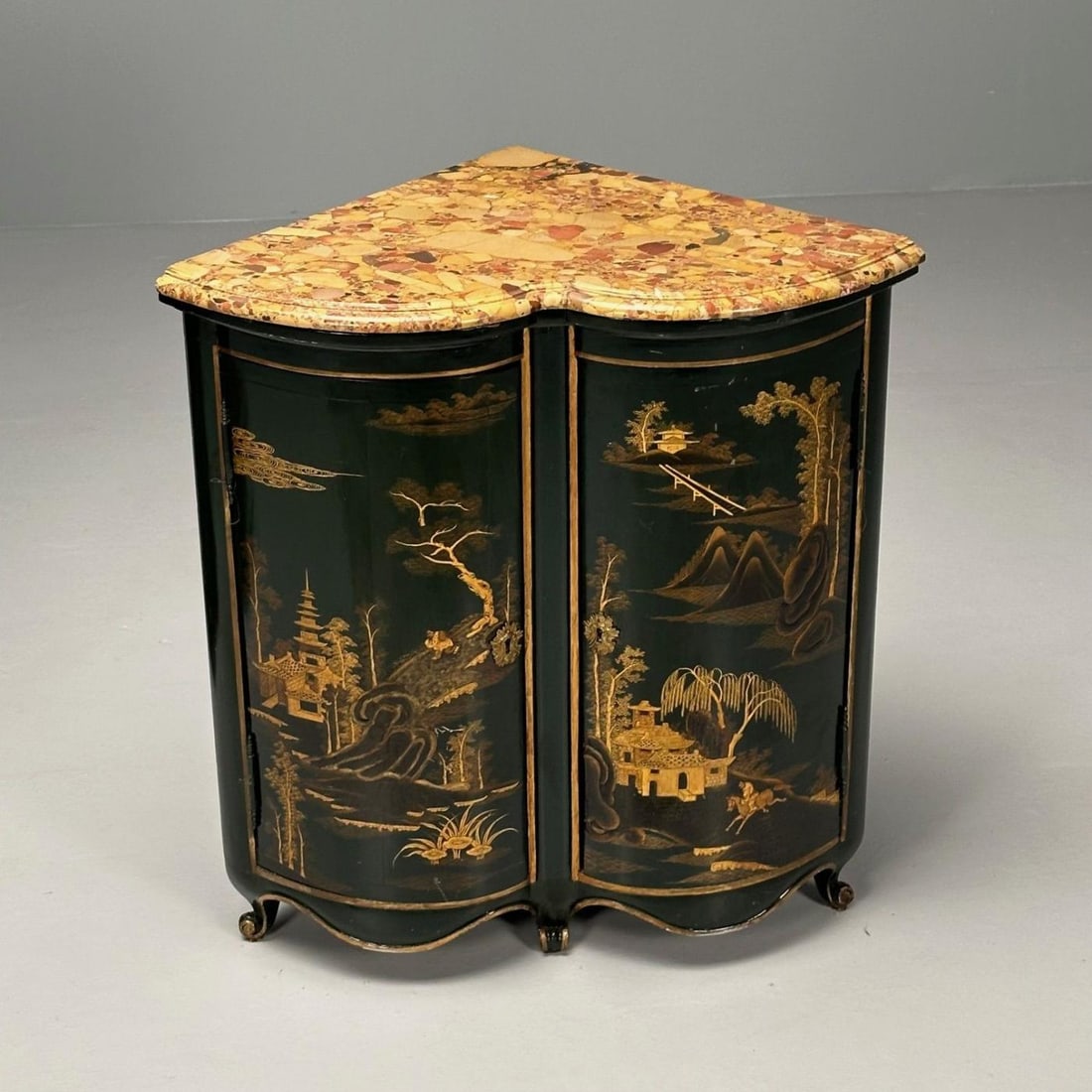 Pair Louis XV Style Japanned Corner Cabinets / Encoignures, Christies Provenance - 11