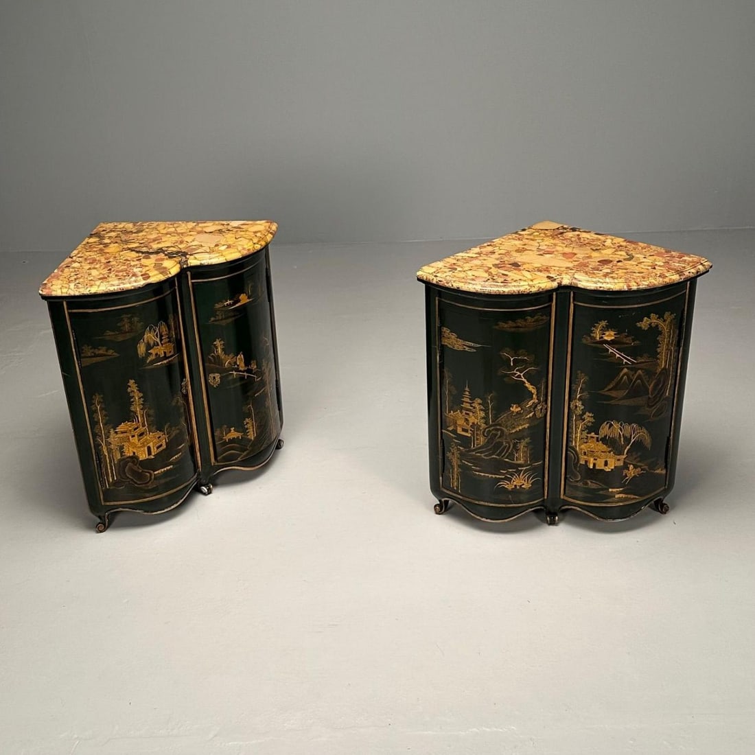 Pair Louis XV Style Japanned Corner Cabinets / Encoignures, Christies Provenance - 13