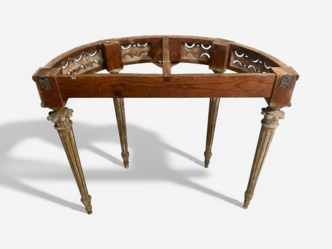 Gustavian, Louis XI, Painted Wood, Marble, Demilune Console Table, France, 1780 - 13