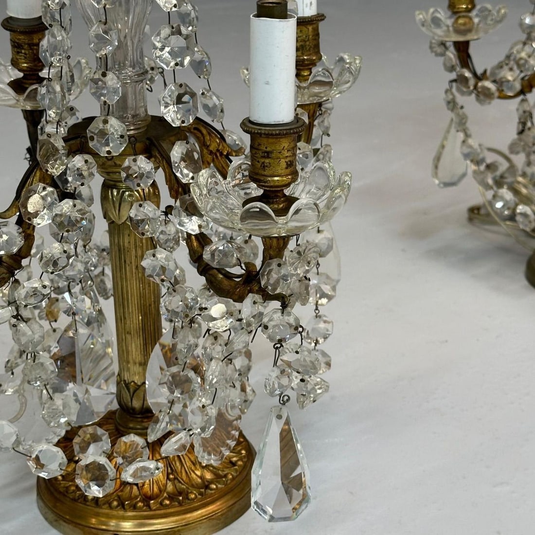 Louis XVI Style, Candelabras, Gilt Bronze, Crystal, France, 1930s - 10