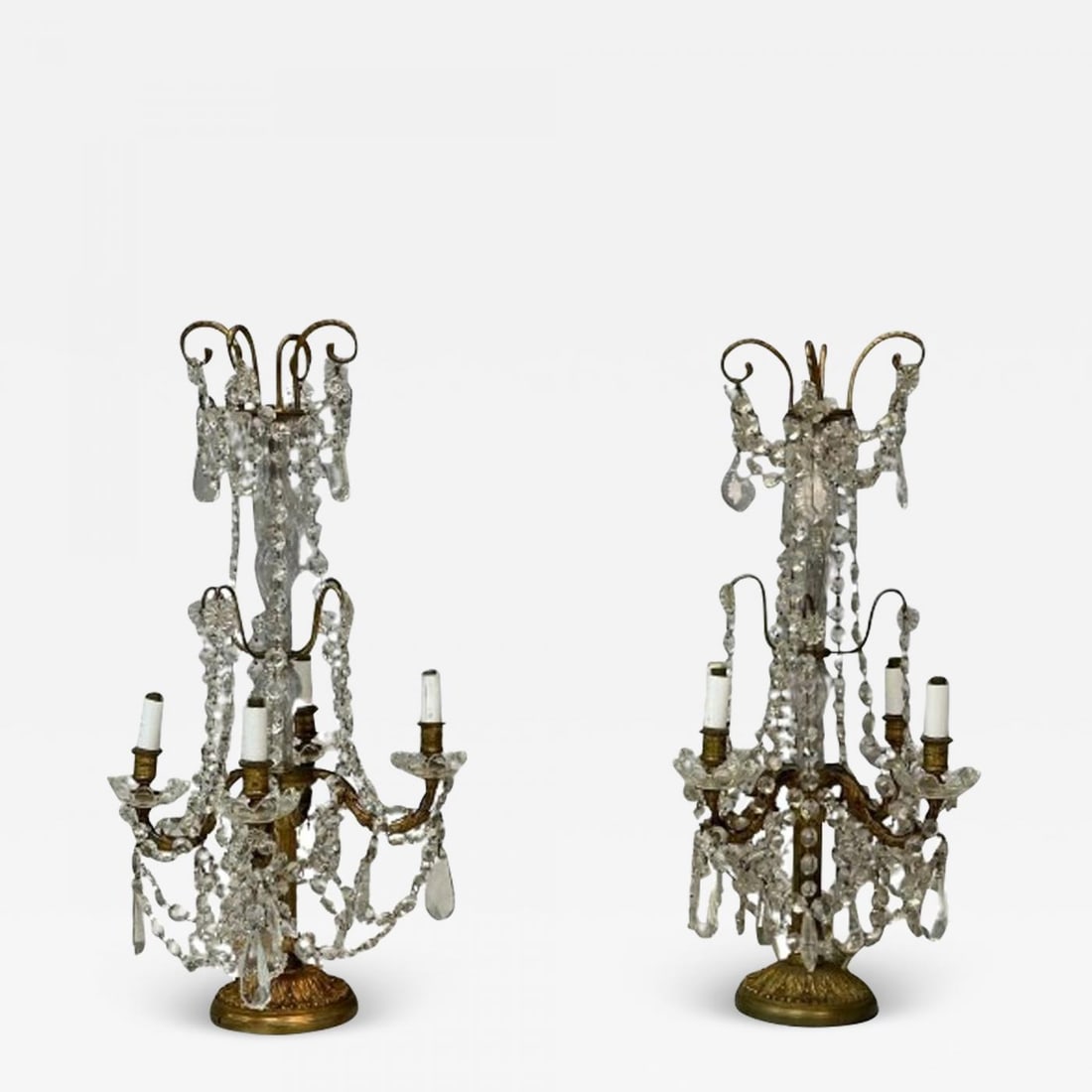 Louis XVI Style, Candelabras, Gilt Bronze, Crystal, France, 1930s (1 of 13)