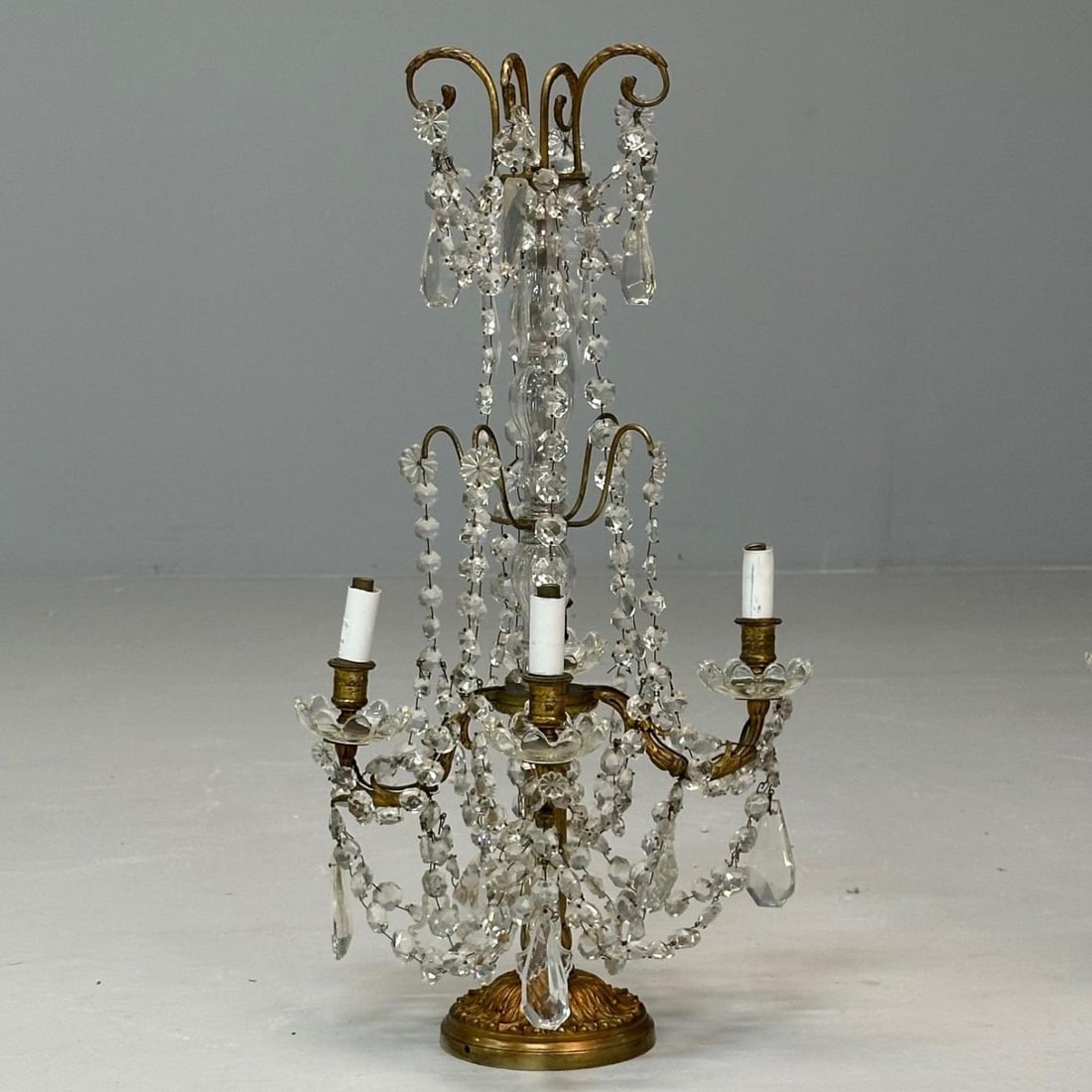 Louis XVI Style, Candelabras, Gilt Bronze, Crystal, France, 1930s - 4