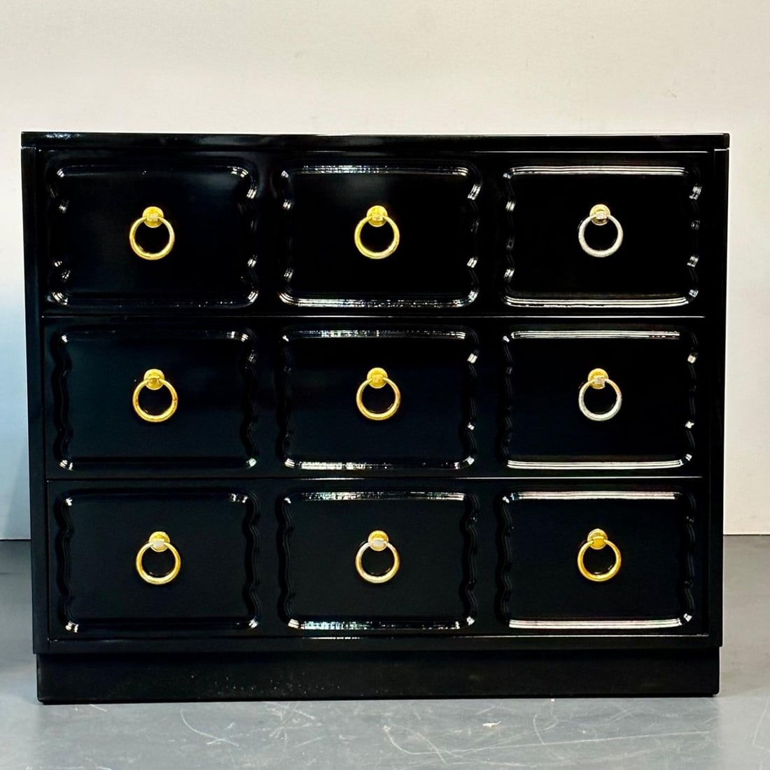 Pair Dorothy Draper for Heritage Style Espana Chests, Nightstands, Black Lacquer - 6
