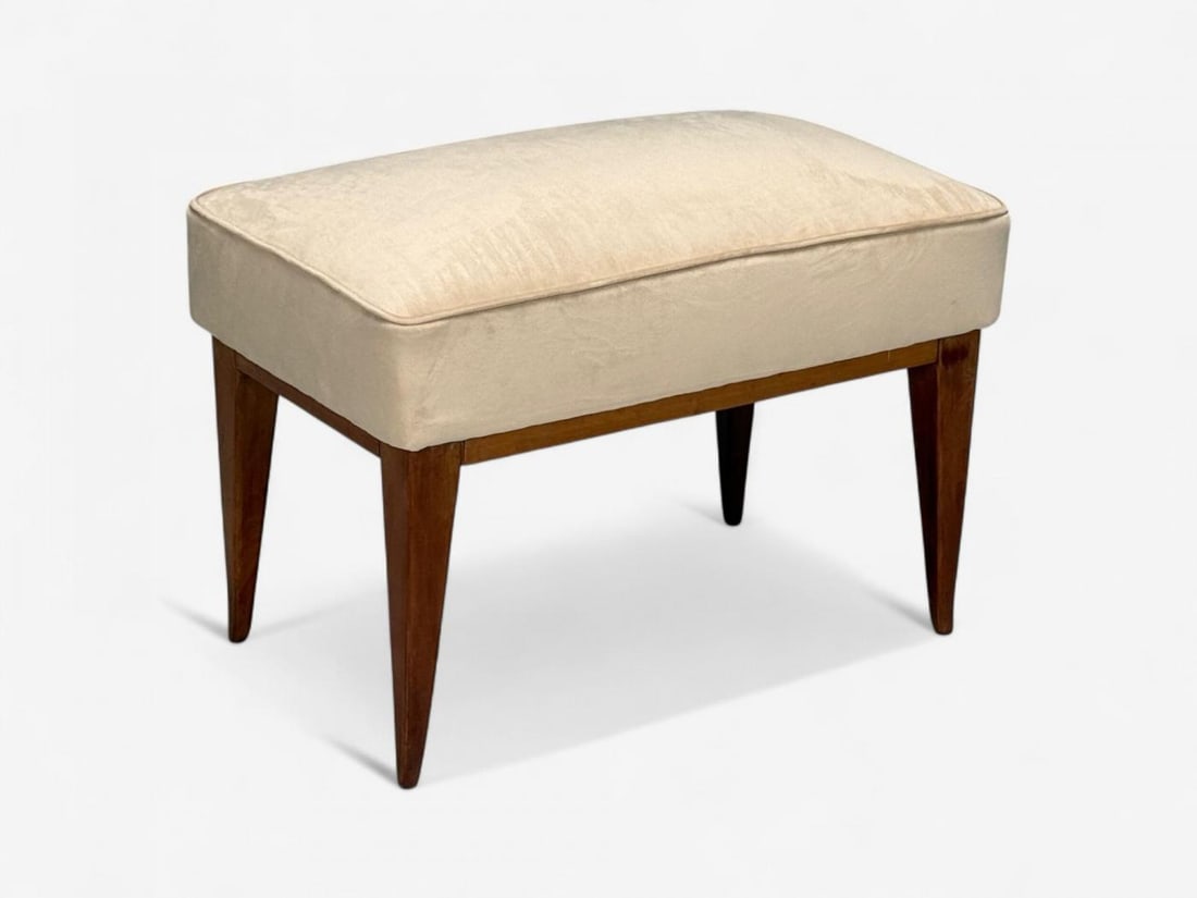 Guglielmo Pecorini, Stained Wood, Beige Velvet, Ottoman, Italy, 1950s - 4