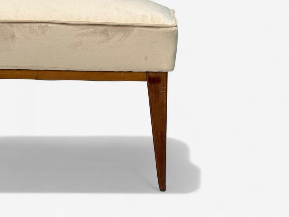 Guglielmo Pecorini, Stained Wood, Beige Velvet, Ottoman, Italy, 1950s - 6
